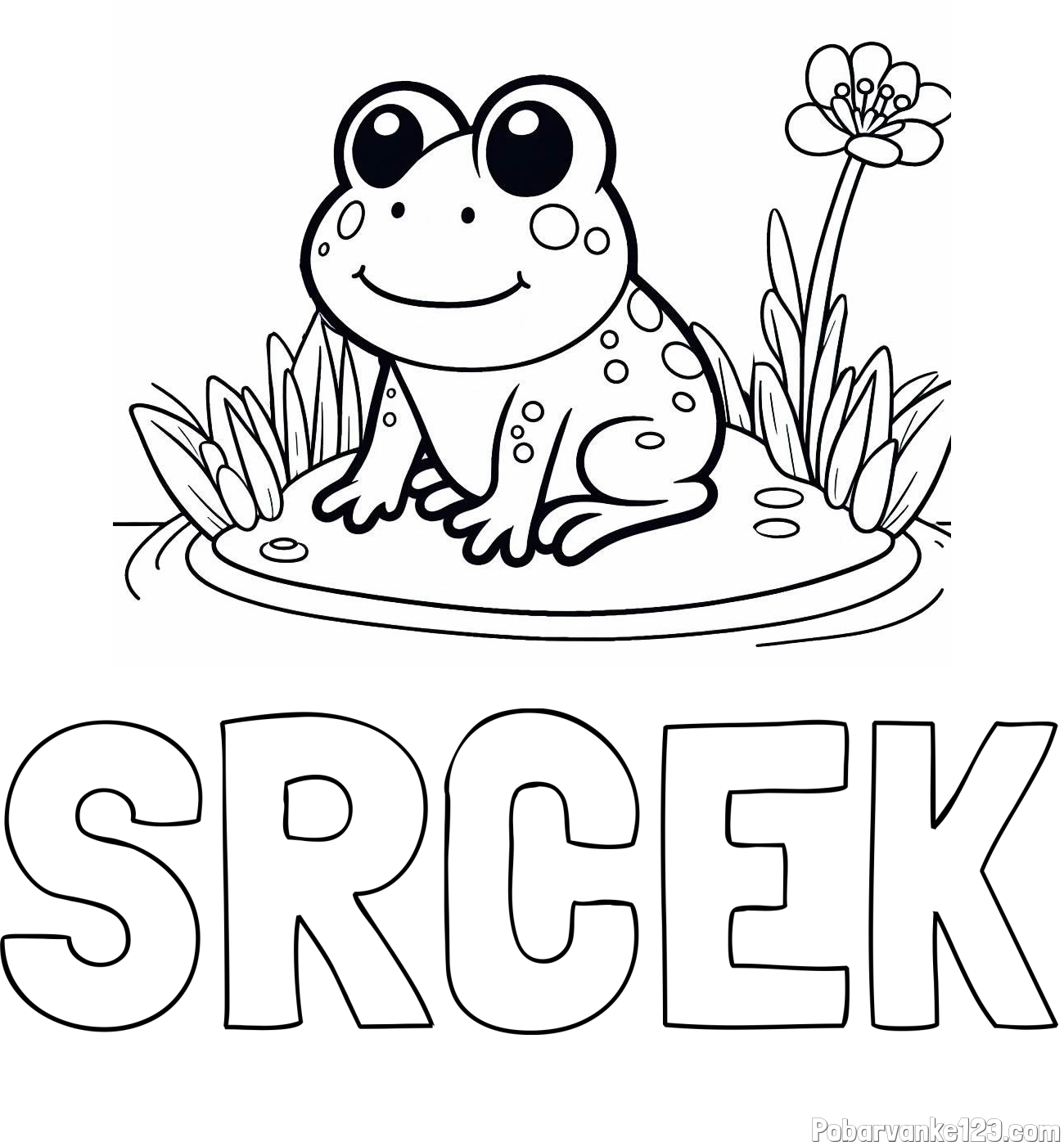 Pobarvanka imena SRČEK in pobarvanka žabe