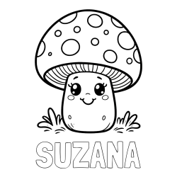 Online izdelana pobarvanka - Pobarvanka imena SUZANA in pobarvanka ljubke gobe