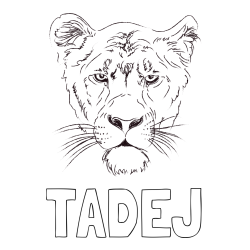 Online izdelana pobarvanka - Pobarvanka imena TADEJ in pobarvanka levinje
