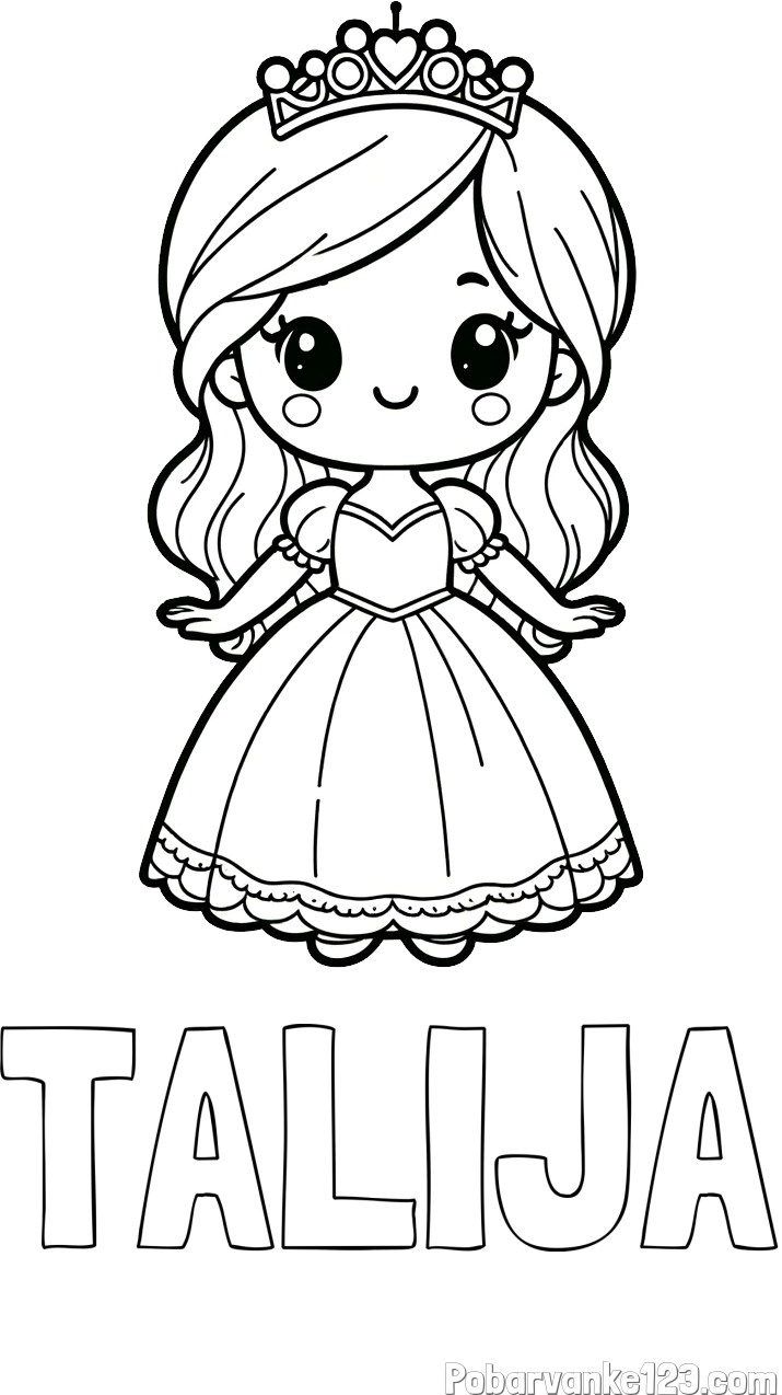 Pobarvanka imena TALIJA in pobarvanka ljubke princeske