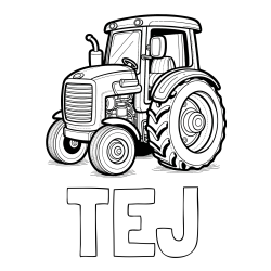 Online izdelana pobarvanka - Pobarvanka imena TEJ in pobarvanka starega, a lepega traktorja