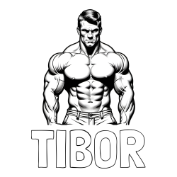 Online izdelana pobarvanka - Pobarvanka imena TIBOR in pobarvanka bodybuilder-ja