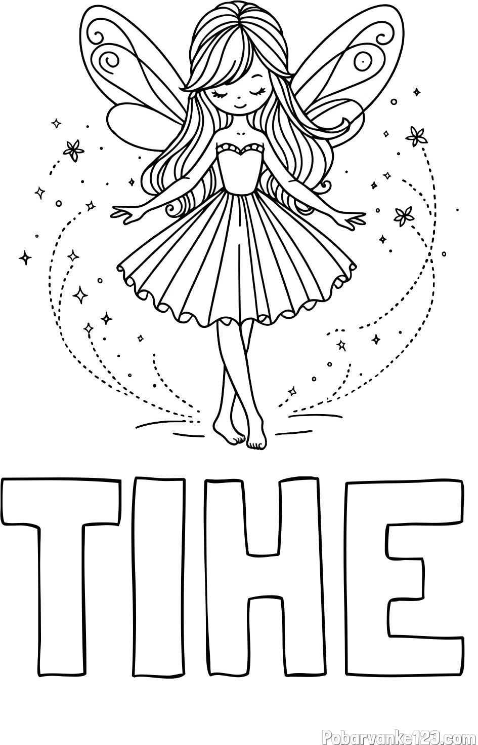 Pobarvanka imena TIHE in pobarvanka ljubke čarobne vile