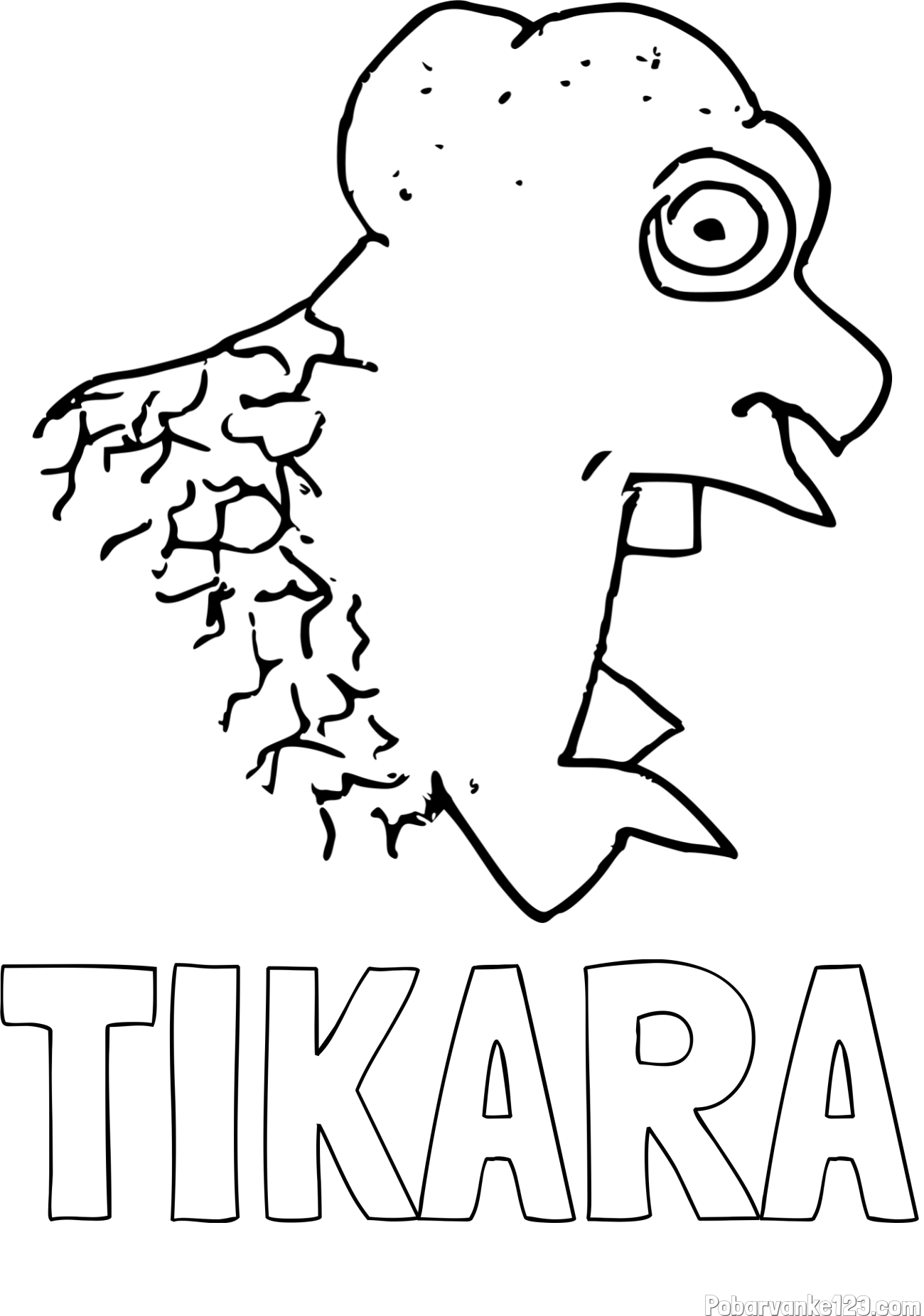 Pobarvanka imena TIKARA in pobarvanka glave pošasti