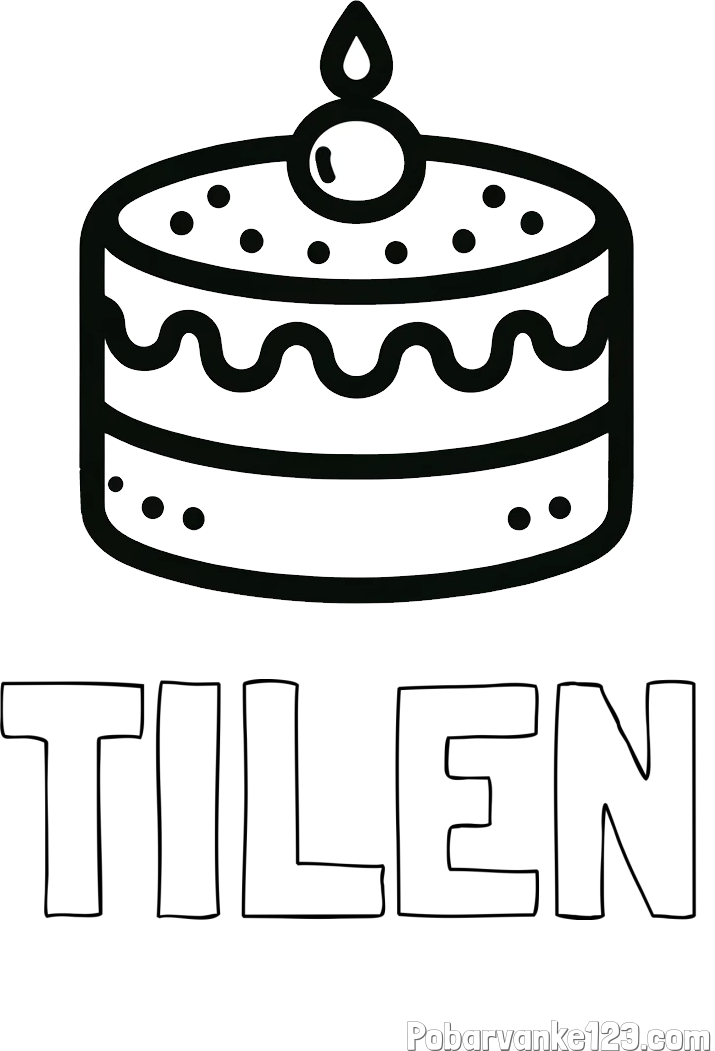 Pobarvanka imena TILEN in otroška pobarvanka majhne torte