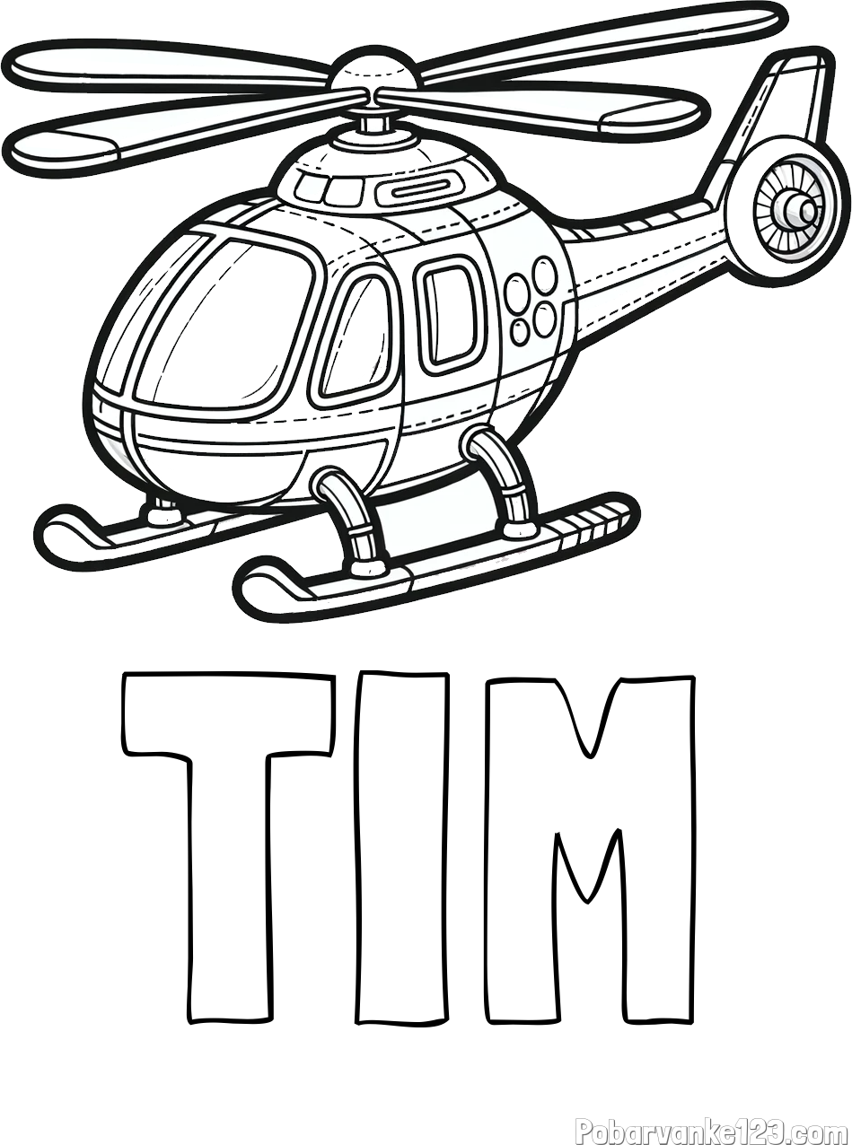 Pobarvanka imena TIM in pobarvanka helikopterja