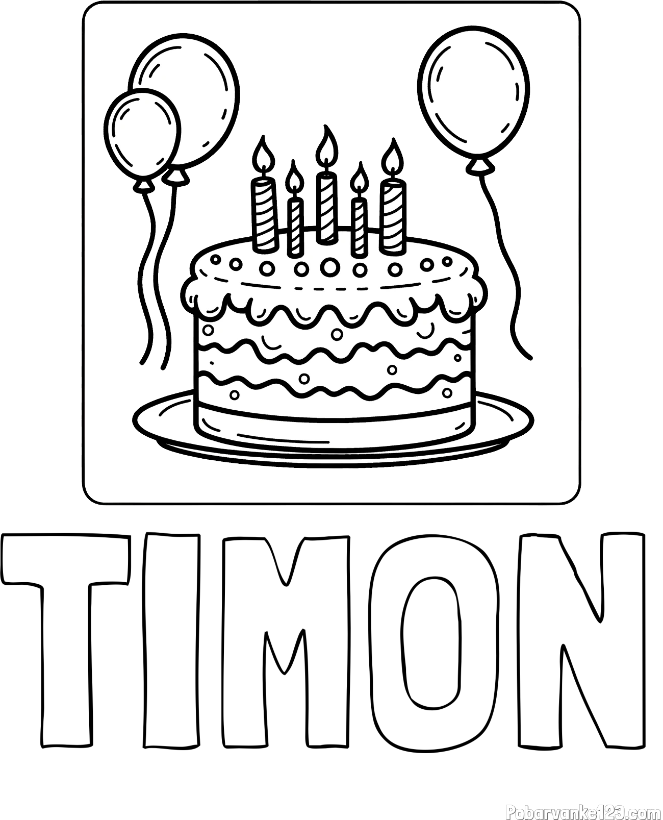 Pobarvanka imena TIMON in pobarvanka torte za 5. rojstni dan