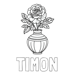 Online izdelana pobarvanka - Pobarvanka imena TIMON in pobarvanka vrtnice v vazi