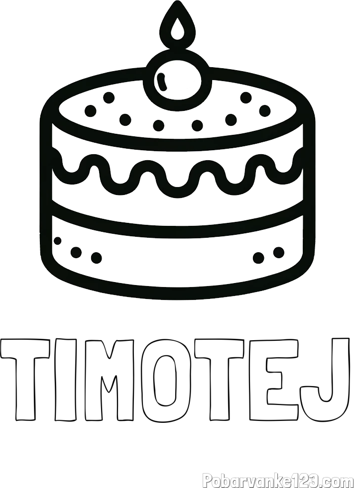 Pobarvanka imena TIMOTEJ in otroška pobarvanka majhne torte