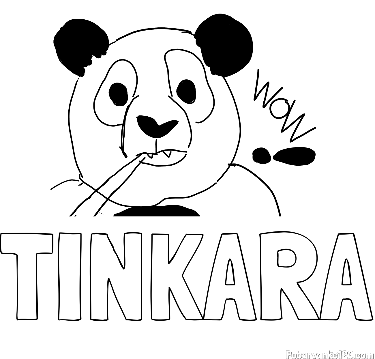 Pobarvanka imena TINKARA in pobarvanka “Prestrašena panda”