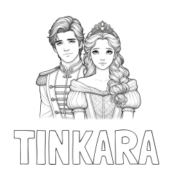 Online izdelana pobarvanka - Pobarvanka imena TINKARA in pobarvanka princa in princeske