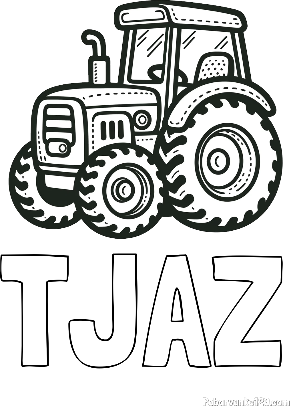 Pobarvanka imena TJAŽ in pobarvanka čudovitega traktorja