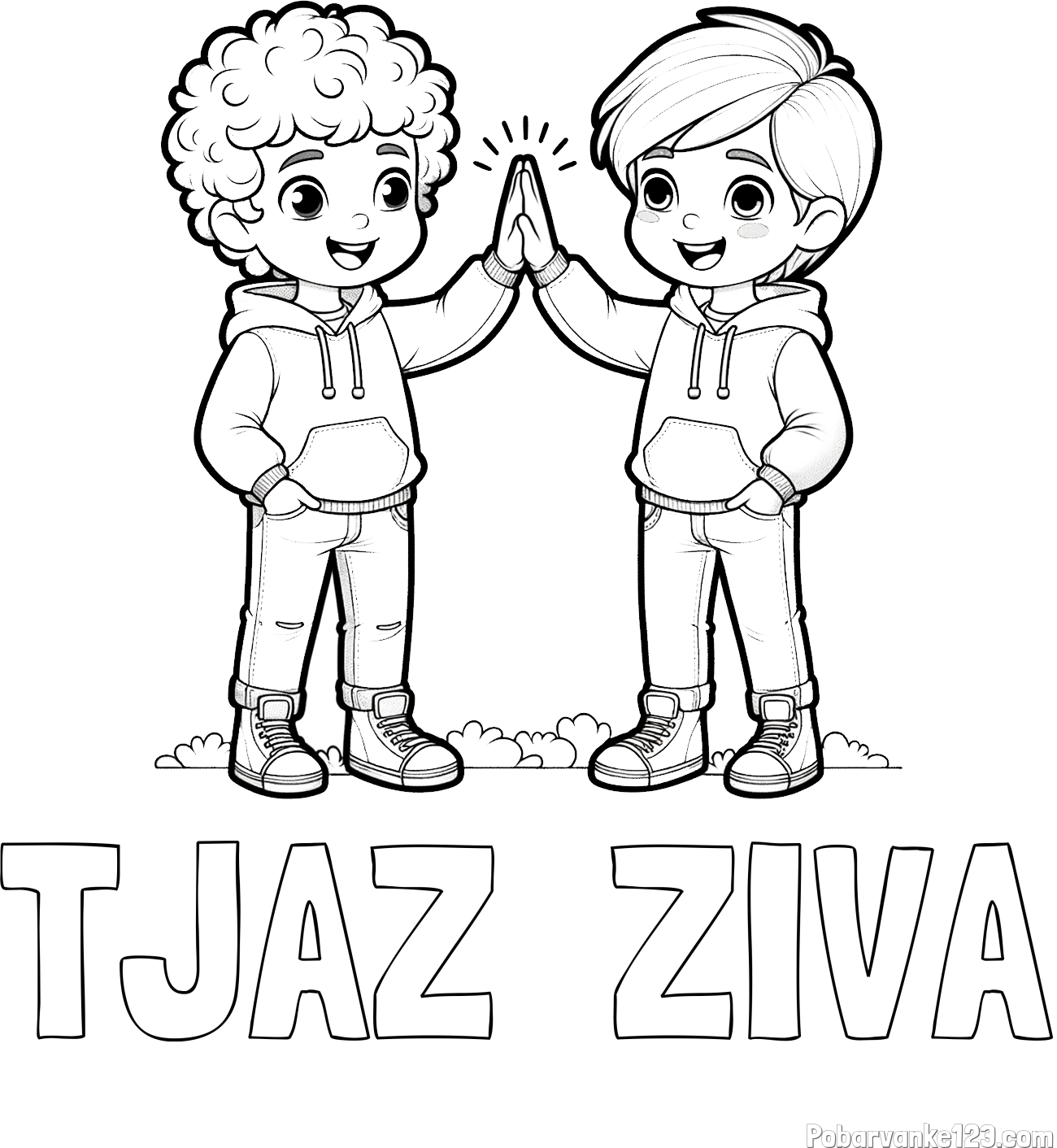 Pobarvanka imena TJAŽ  ŽIVA in pobarvanka prijatlejev