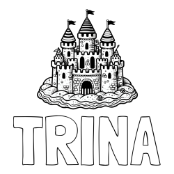 Online izdelana pobarvanka - Pobarvanka imena TRINA in pobarvanka velikega peščenega gradu