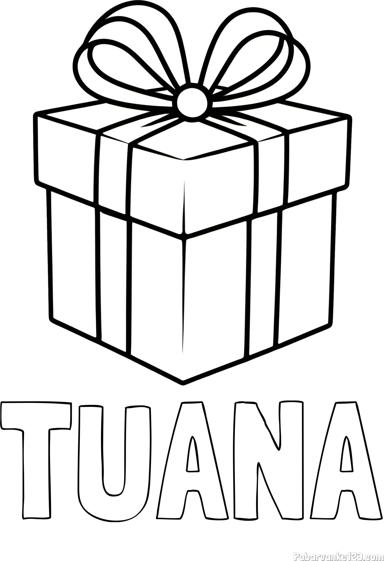Pobarvanka imena TUANA in pobarvanka preprostega darila