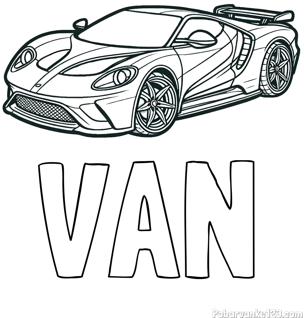 Pobarvanka imena VAN in Športni avtomobil