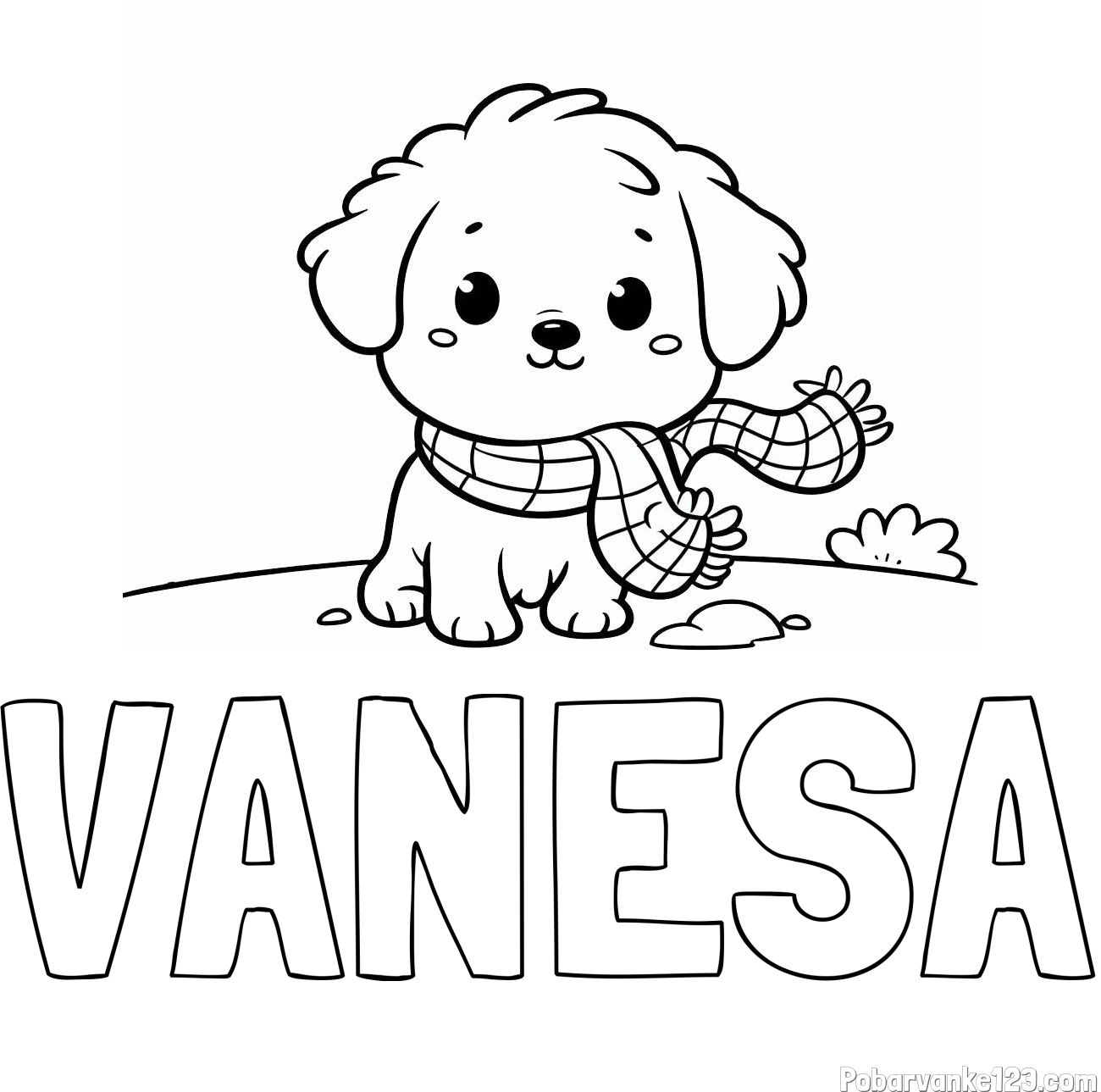 Pobarvanka imena VANESA in pobarvanka prikupnega psička