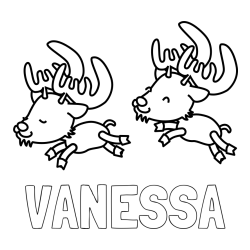 Online izdelana pobarvanka - Pobarvanka imena VANESSA in jelenčka