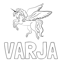 Online izdelana pobarvanka - Pobarvanka imena VARJA in lepa pobarvanka samoroga