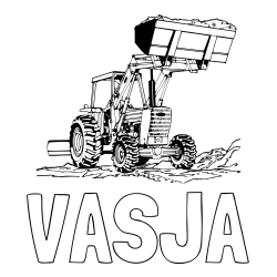 Online izdelana pobarvanka - Pobarvanka imena VASJA in pobarvanka traktorja