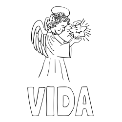 Online izdelana pobarvanka - Pobarvanka imena VIDA in pobarvanka angela z zvezdo