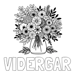 Online izdelana pobarvanka - Pobarvanka imena VIDERGAR in pobarvanka veliekga šopka rož