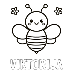 Online izdelana pobarvanka - Pobarvanka imena VIKTORIJA in otroška pobarvanka čebele