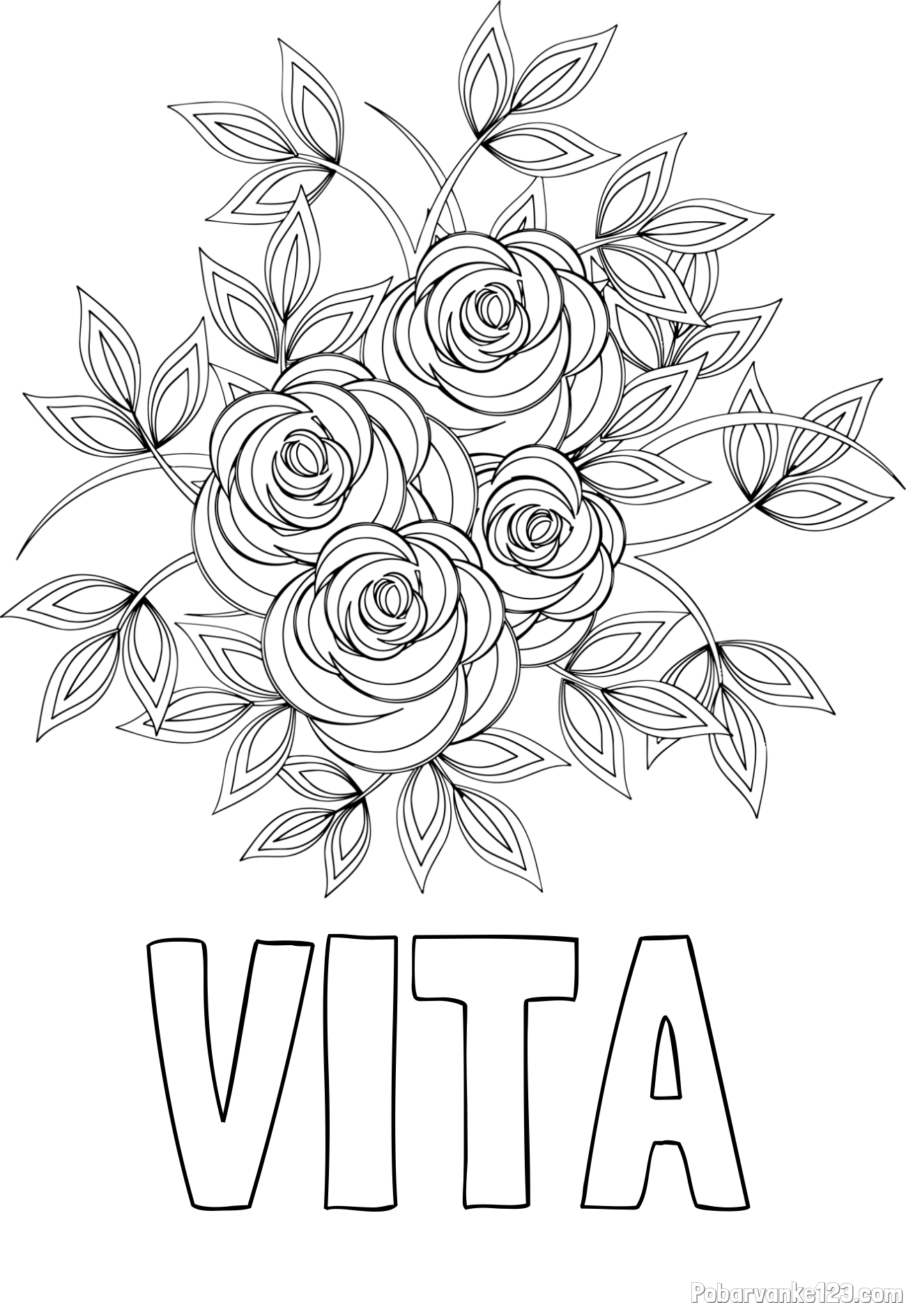 Pobarvanka imena VITA in pobarvanka šopka vrtnic
