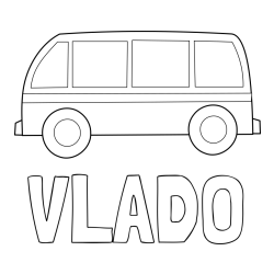 Online izdelana pobarvanka - Pobarvanka imena VLADO in avtobus