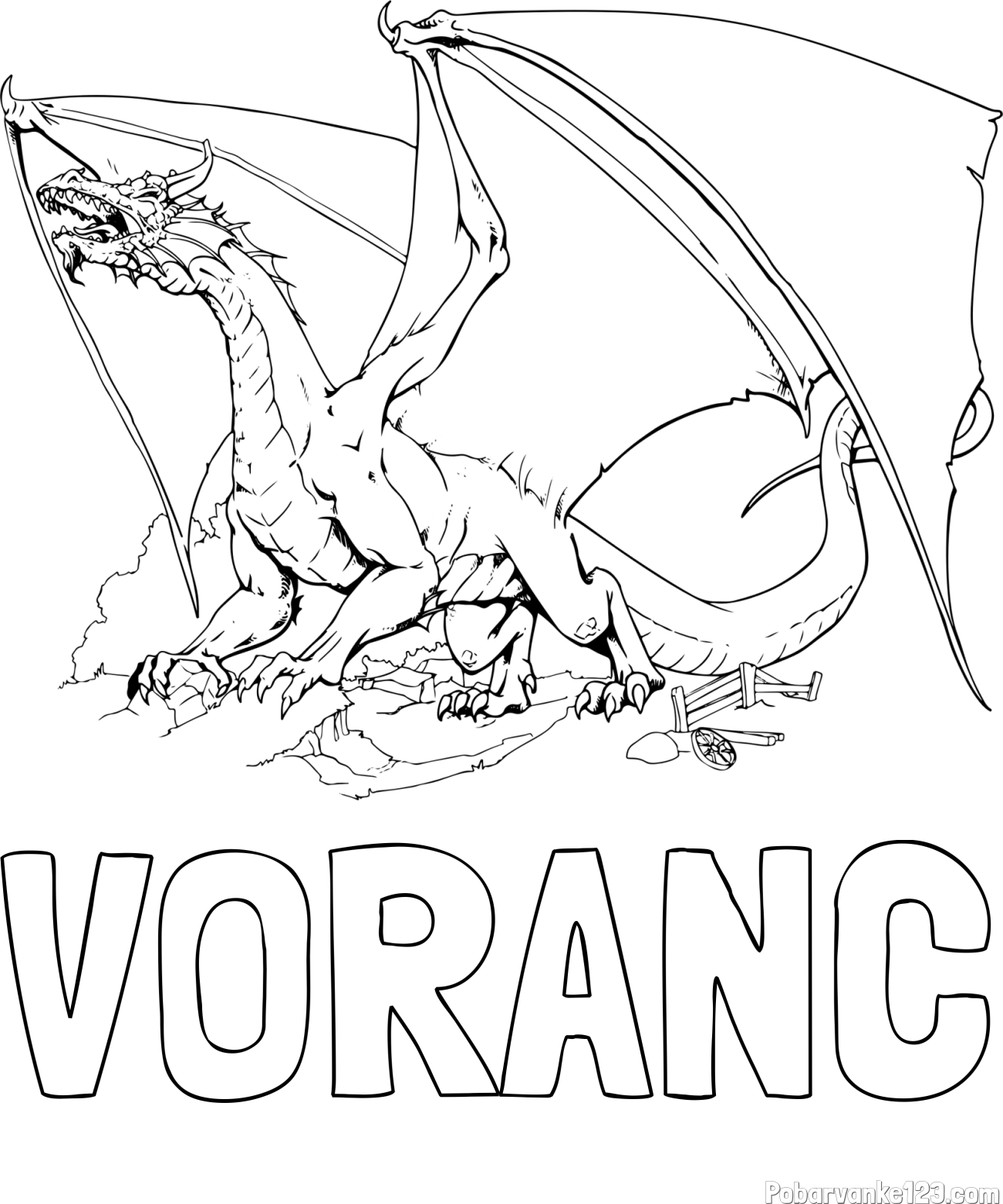Pobarvanka imena VORANC in pobarvanka strašnega zmaja