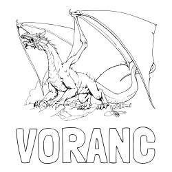 Online izdelana pobarvanka - Pobarvanka imena VORANC in pobarvanka strašnega zmaja