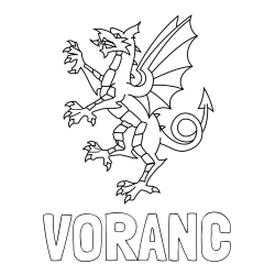 Online izdelana pobarvanka - Pobarvanka imena VORANC in pobarvanka zmaja