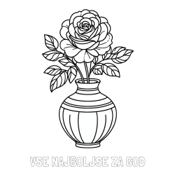 Online izdelana pobarvanka - Pobarvanka imena VSE NAJBOLJŠE ZA GOD in pobarvanka vrtnice v vazi