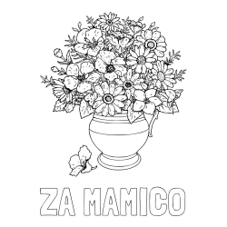 Online izdelana pobarvanka - Pobarvanka imena ZA MAMICO in pobarvanka cvetja v vazi