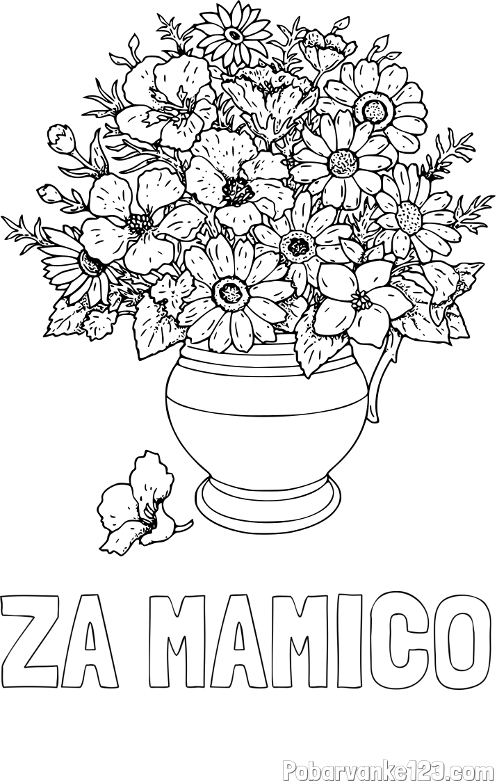 Pobarvanka imena ZA MAMICO in pobarvanka cvetja v vazi