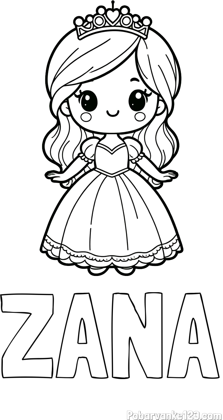 Pobarvanka imena ŽANA in pobarvanka ljubke princeske