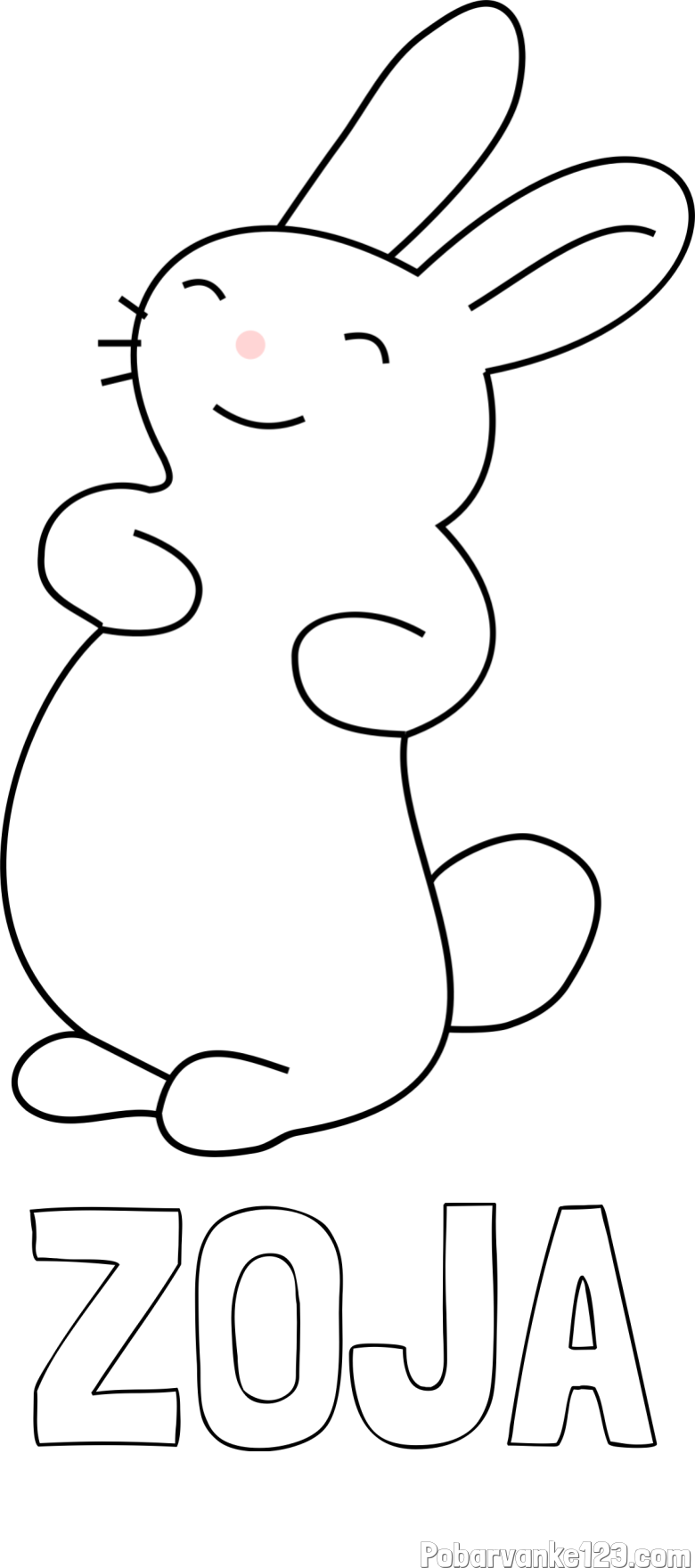 Pobarvanka imena ZOJA in pobarvanka nasmejanega zajčka