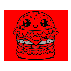 Pobarvana pobarvanka - Otroška pobarvanka nasmejanega hamburgerja
