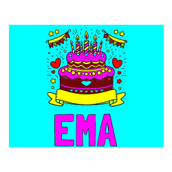 Pobarvana pobarvanka - Pobarvanka imena EMA in pobarvanka velike torte za rojstni dan