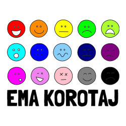 Pobarvana pobarvanka - Pobarvanka imena EMA KOROTAJ in pobarvanka smeškov