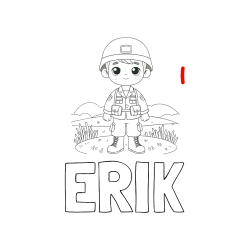 Pobarvana pobarvanka - Pobarvanka imena ERIK in pobarvanka vojaka