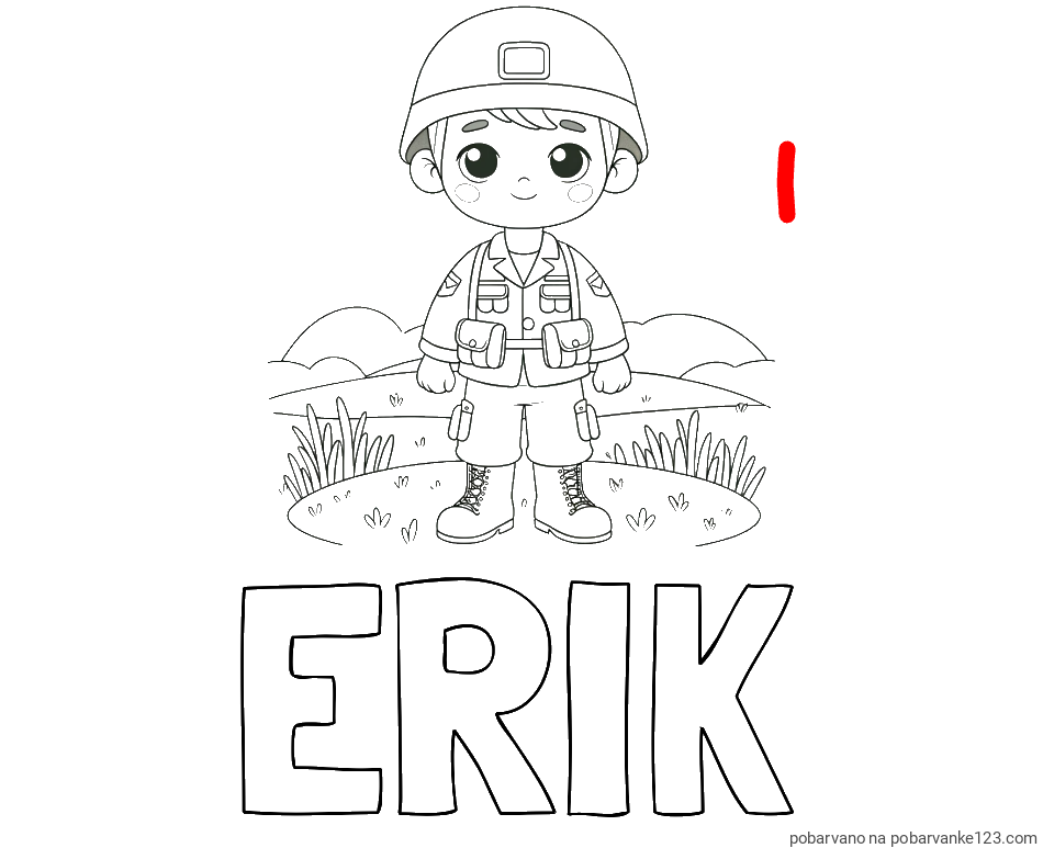 POBARVANA POBARVANKA - Pobarvanka imena ERIK in pobarvanka vojaka
