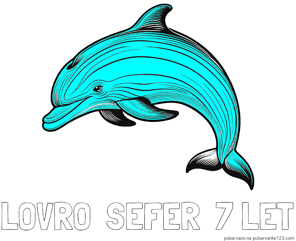 POBARVANA POBARVANKA - Pobarvanka imena LOVRO  ŠEFER  7 LET in pobarvanka lepega delfina