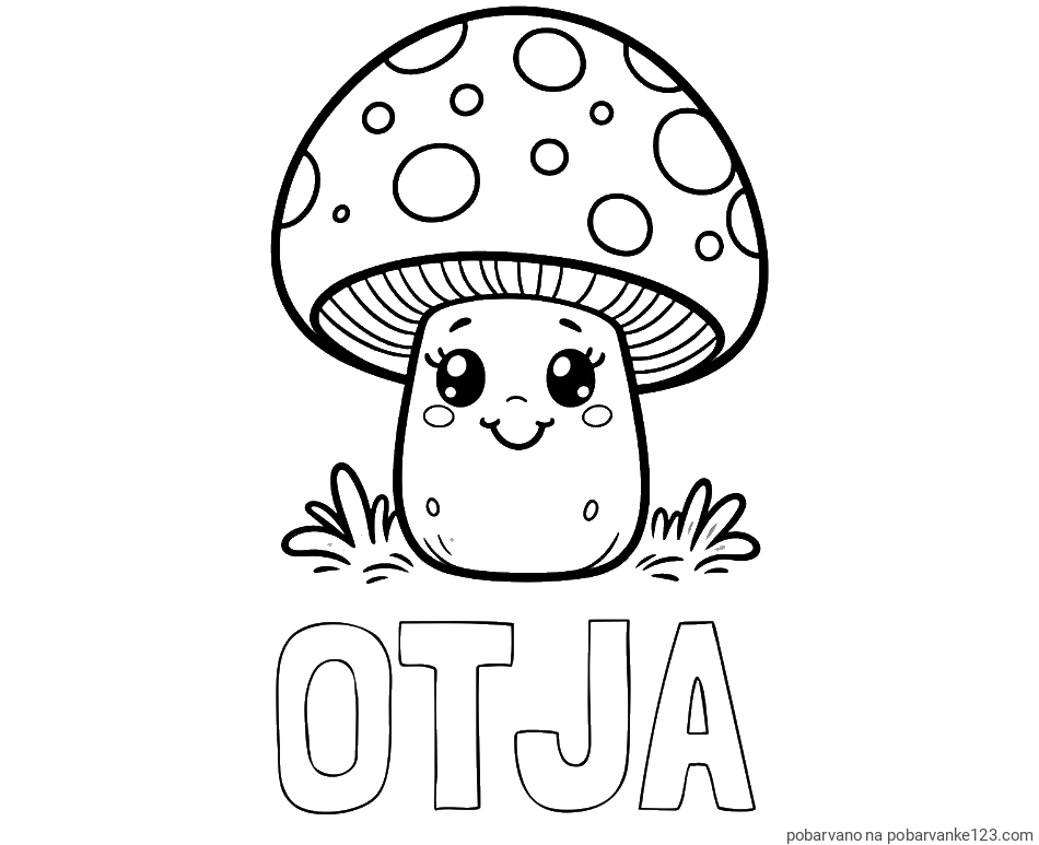POBARVANA POBARVANKA - Pobarvanka imena OTJA in pobarvanka ljubke gobe