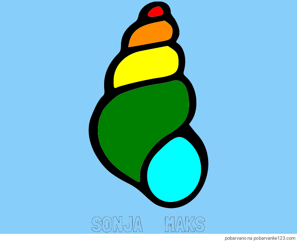 POBARVANA POBARVANKA - Pobarvanka imena SONJA     MAKS in pobarvanka školjke morskega polžka