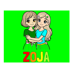 Pobarvana pobarvanka - Pobarvanka imena ZOJA in pobarvanka ljubkih prijateljic