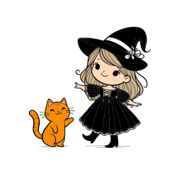 Pobarvana pobarvanka - Pobarvanka ljubke čarovnice ter podrednega mačka