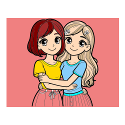 Pobarvana pobarvanka - Pobarvanka ljubkih prijateljic