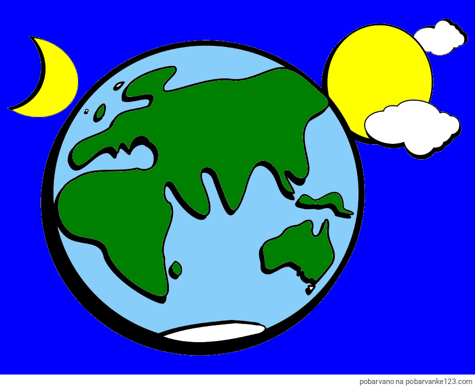 POBARVANA POBARVANKA - Pobarvanka planeta Zemlje, lune ter sonca