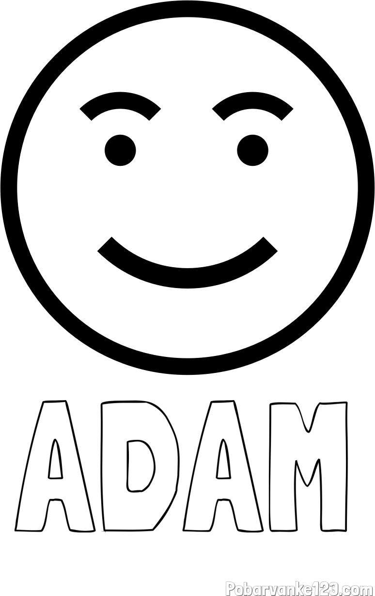 Pobarvanka imena ADAM in pobarvanka nasmejanega smeška